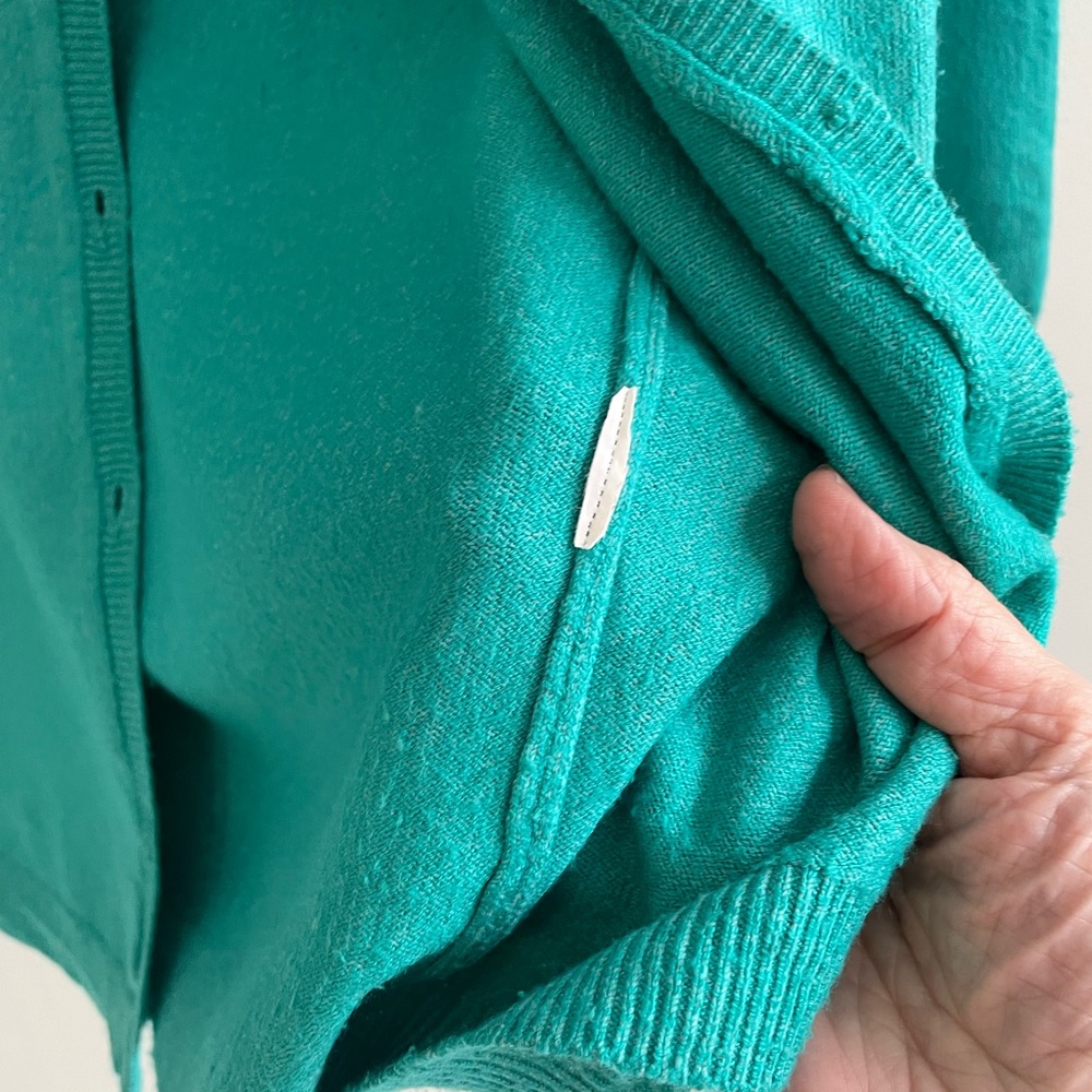 TEAL CARDIGAN SWEATER BUTTON FRONT ZARA 3/4 SLEEVES - Picture 7 of 8